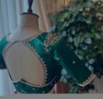 Bottle green silk hand embroidery blouse/saree maggam green blouse/red saree blouse/green hand embroidered blouse /ready made blouse zardosi