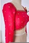 Pink Hand Embroidered Zardosi Silk Blouse: Maggam Work, Full Sleeve, pink maggam work blouse,full sleeve saree blouse , saree blouses usa