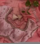pure silk hand embroidery blouse/pink saree maggam blouse/pink short sleeve blouse/hand embroidered blouse/light pink ready made blouse usa