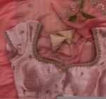 pure silk hand embroidery blouse/pink saree maggam blouse/pink short sleeve blouse/hand embroidered blouse/light pink ready made blouse usa