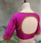 Hand Embroidered Silk Zardosi Blouse: Magenta Pink Maggam Work, pink hand work blouse , pink saree blouse, zardosi blouses , mix and match