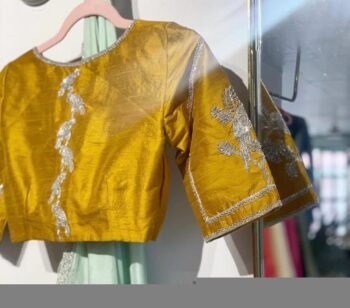Hand Embroidered Zardosi Silk Blouse: Mustard Yellow Saree Top,handwork saree blouse , pure silk hand work blouse, mix and match blouses