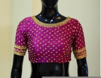 pure silk hand embroidery blouse/saree maggam blouse/hot pink zardosi blouse/hand embroidered blouse /magenta pink ready made blouse zardosi