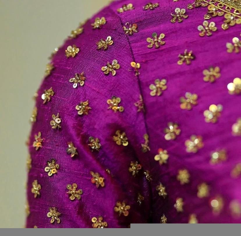 pure silk hand embroidery blouse/saree maggam blouse/hot pink zardosi blouse/hand embroidered blouse /magenta pink ready made blouse zardosi