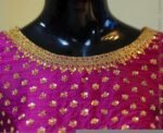 pure silk hand embroidery blouse/saree maggam blouse/hot pink zardosi blouse/hand embroidered blouse /magenta pink ready made blouse zardosi