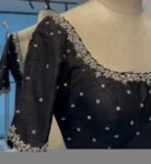 Black Handwork Saree Blouse: Hand Embroidered Zardosi Maggam Work, black hand embroidery blouse/black ready made blouse /size 42 blouse usa