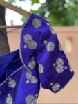Royal Blue Silk Saree Blouse: Hand Embroidered Zardosi Maggam,elbow Sleeve,handwork 42 size blouses , blue saree blouse,mix and match blouse