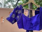 Royal Blue Silk Saree Blouse: Hand Embroidered Zardosi Maggam,elbow Sleeve,handwork 42 size blouses , blue saree blouse,mix and match blouse