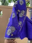 Royal Blue Silk Saree Blouse: Hand Embroidered Zardosi Maggam,elbow Sleeve,handwork 42 size blouses , blue saree blouse,mix and match blouse