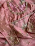 Pink tissue silk saree with hand embroidered blouse/pink saree with pink hand work blouse|floral sarees /pink floral silk saree with blouse