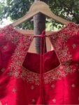 Hand Embroidered Red Silk Blouse: Zardosi Maggam Work, Elbow Sleeves,red saree blouse,red Maggam blouse,mix and match blouse,plus size blous