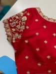 pure silk hand embroidery blouse/short sleeve maggam blouse/raw silk zardosi blouse/hand embroidered blouse/red ready made blouse zardosi