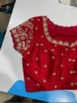 pure silk hand embroidery blouse/short sleeve maggam blouse/raw silk zardosi blouse/hand embroidered blouse/red ready made blouse zardosi