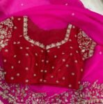 pure silk hand embroidery blouse/short sleeve maggam blouse/raw silk zardosi blouse/hand embroidered blouse/red ready made blouse zardosi
