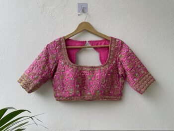 Pink Maggam Bridal Blouse: Hand Embroidered Zardosi Maggam Work,bridal Maggam blouses,wedding blouse,plus size blouses,mix and match blouses