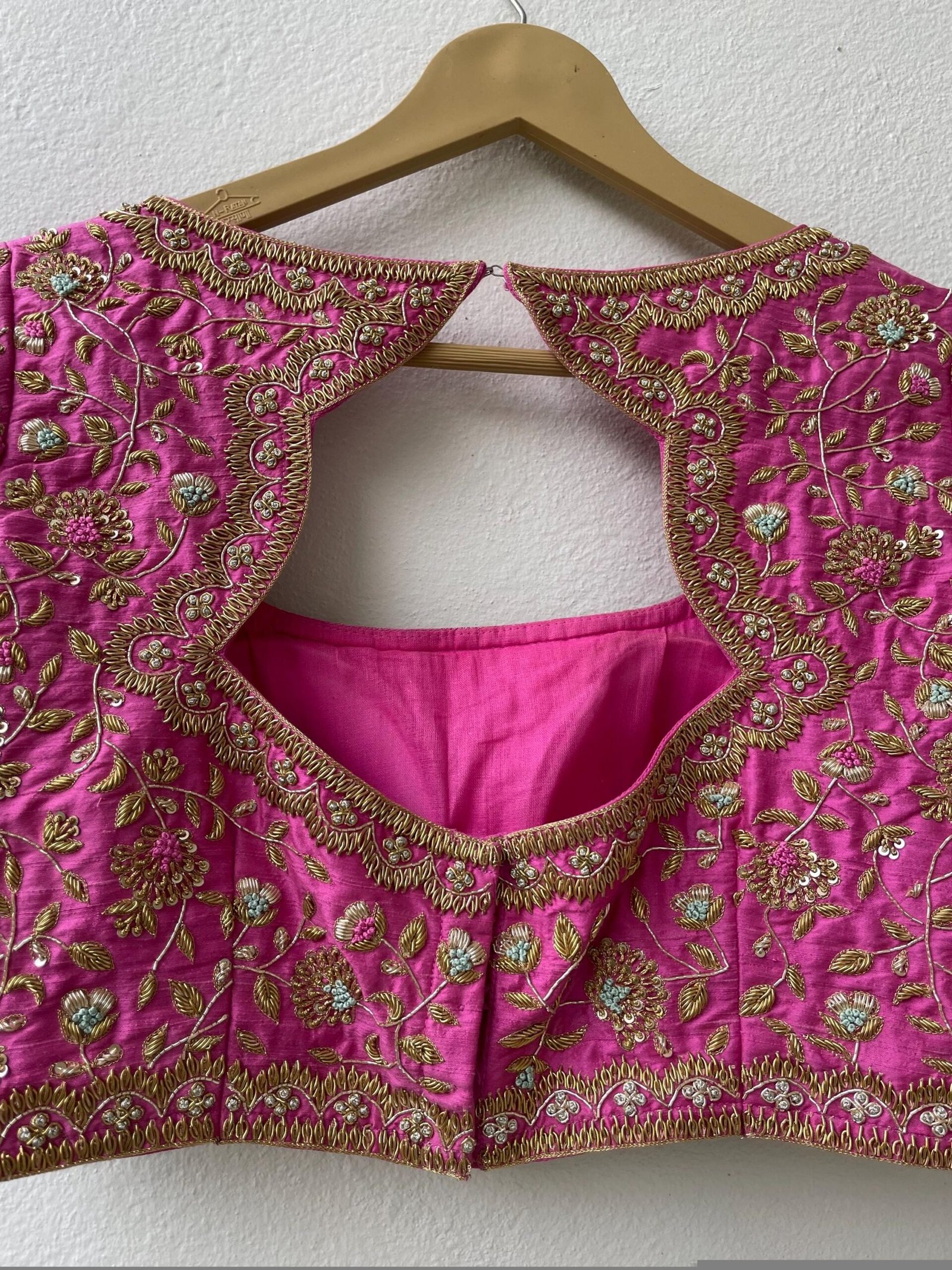 Pink Maggam Bridal Blouse: Hand Embroidered Zardosi Maggam Work,bridal Maggam blouses,wedding blouse,plus size blouses,mix and match blouses