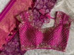 pure silk hand embroidery blouse/pink heavy maggam blouse/hot pink zardosi blouse/wedding hand embroidered blouse/bridal ready made blouse