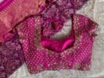 pure silk hand embroidery blouse/pink heavy maggam blouse/hot pink zardosi blouse/wedding hand embroidered blouse/bridal ready made blouse