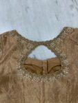 Hand Embroidered Zardosi Silk Blouse: Light Gold Maggam Work,tissue gold blouse,mix and match blouses,42 size blouses,plus size blouses USA