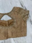 Hand Embroidered Zardosi Silk Blouse: Light Gold Maggam Work,tissue gold blouse,mix and match blouses,42 size blouses,plus size blouses USA