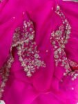 Pink Organza Silk Saree:Hand Embroidered Blouse, Indian Wedding Bridal Saree,luxury wedding saree,pure silk saree,cocktail saree,red sari us