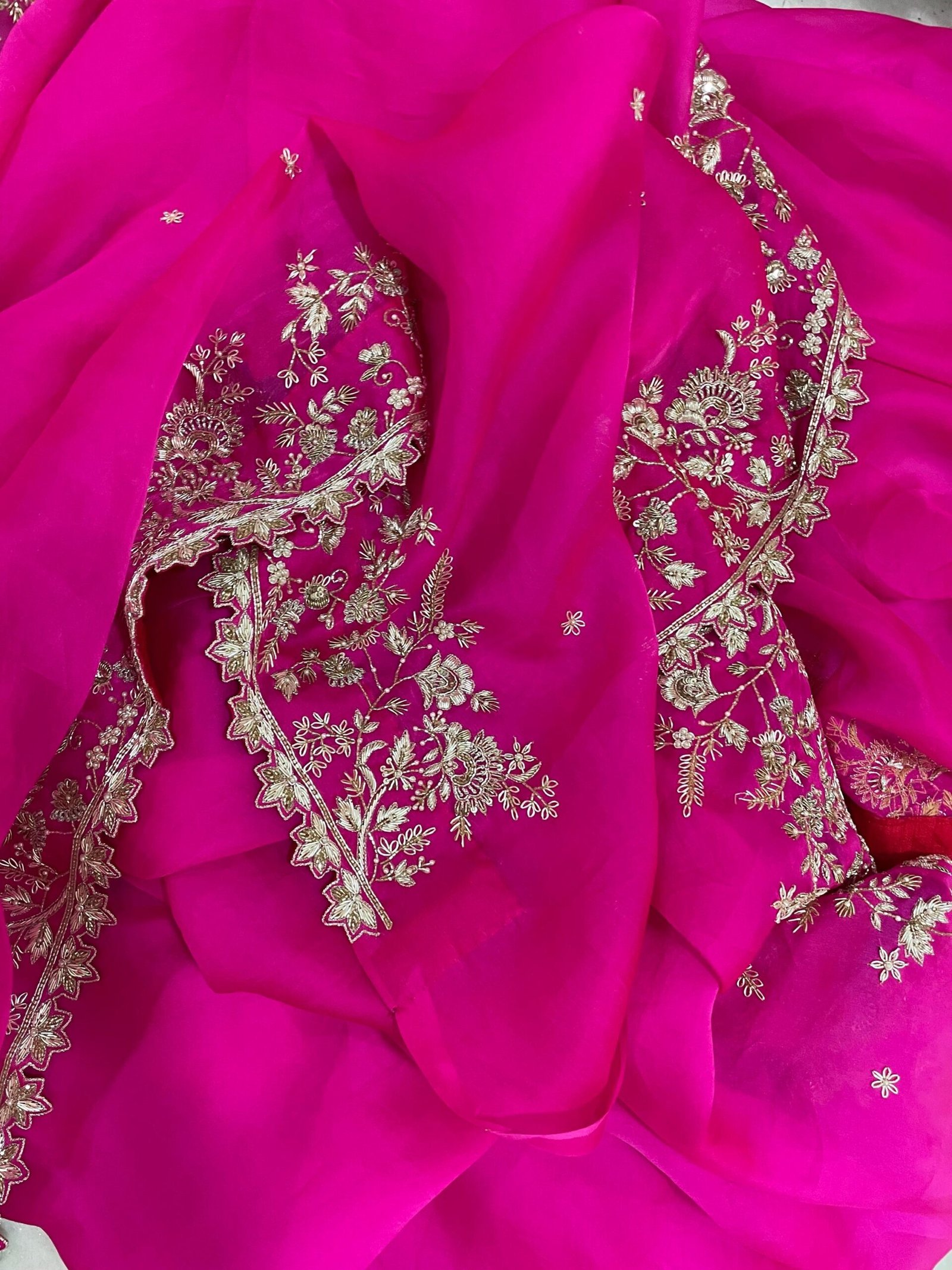Pink Organza Silk Saree:Hand Embroidered Blouse, Indian Wedding Bridal Saree,luxury wedding saree,pure silk saree,cocktail saree,red sari us