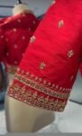 Hand Embroidered Silk Zardosi Blouse:Red Maggam Work, red hand work blouse ,red saree blouse,zardosi blouses,red mix and match blouse usa