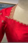 Hand Embroidered Silk Zardosi Blouse:Red Maggam Work, red hand work blouse ,red saree blouse,zardosi blouses,red mix and match blouse usa