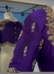 Hand Embroidered Purple Silk Blouse: Zardosi Maggam Work,purple saree blouse,handwork blouses, mix and match blouses,plus size blouses usa