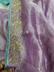Tissue Silk Saree:Hand Embroidered Blouse, Indian Wedding Bridal Saree,luxury wedding saree,pure silk lavender saree,cocktail saree blue blo
