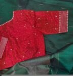 pure silk hand embroidery blouse/saree maggam blouse/red zardosi blouse/red hand embroidered moderblouse/red ready made blouse zardosi usa