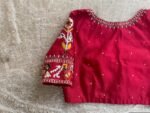 pure silk hand embroidery blouse/ikkat saree maggam blouse/raw silk zardosi blouse/multi colohand embroidered blouse/red Patola saree blouse