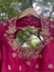 Hand Embroidered Zardosi Silk Blouse: Plum Magenta Saree Top,plum saree blouse,collar blouse,handwork Maggam blouse,mix and match blouse USA