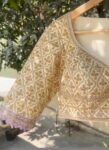 pure silk hand embroidery blouse/cream saree maggam blouse/raw silk zardosi blouse/hand embroidered blouse/cream ready made blouse zardosi