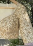 pure silk hand embroidery blouse/cream saree maggam blouse/raw silk zardosi blouse/hand embroidered blouse/cream ready made blouse zardosi