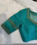 pure silk hand embroidery blouse/saree maggam blouse/ zardosi blouse/turquoise green embroidered blouse/sea green ready made blouse zardosi