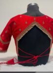 Hand Embroidered Red Silk Blouse: Zardosi Maggam Work, Elbow Sleeves,red saree blouse,red Maggam blouse,mix and match blouse,plus size blous