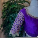 pure silk hand embroidery blouse/modern saree maggam blouse/purple zardosi blouse/wedding hand embroidered blouse/bridal ready made blouse