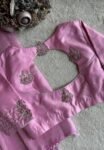 pure silk hand embroidery blouse/light pink maggam  blouse/pink hand embroidered blouse/pink ready made blouse zardosi/pink lavender blouse