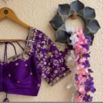 Hand Embroidered Purple Silk Blouse: Zardosi Maggam Work,purple saree blouse,handwork blouses, mix and match blouses,plus size blouses usa