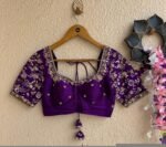 Hand Embroidered Purple Silk Blouse: Zardosi Maggam Work,purple saree blouse,handwork blouses, mix and match blouses,plus size blouses usa