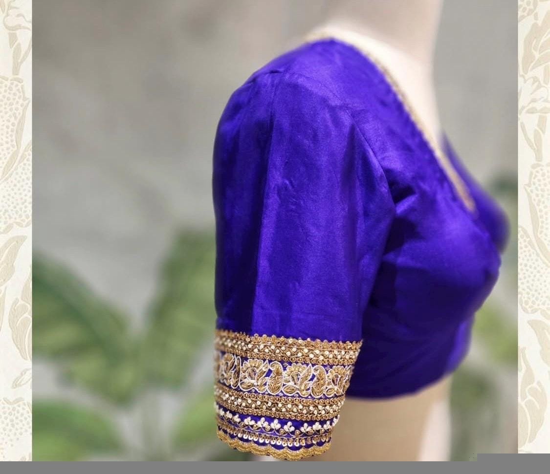 Hand Embroidered Purple Silk Blouse: Zardosi Maggam Work,purple saree blouse,handwork blouses, mix and match blouses,plus size blouses usa