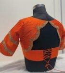 pure silk hand embroidery blouse/orange saree maggam blouse/raw silk zardosi blouse/hand embroidered blouse/ready made blouse/orange blouse