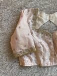 Hand Embroidered Raw Silk Blouse: Cream Zardosi Maggam Work,tissue beige saree blouse,tissue Maggam blouse,mix and match blouses,plus size