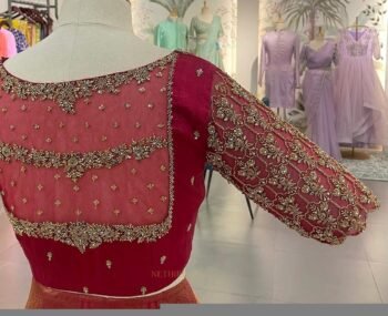 pure silk hand embroidery blouse/modern saree maggam blouse/red zardosi blouse/wedding hand embroidered blouse/red bridal ready made blouse
