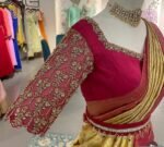 pure silk hand embroidery blouse/modern saree maggam blouse/red zardosi blouse/wedding hand embroidered blouse/red bridal ready made blouse
