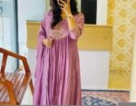 Hand Embroidered Anarkali Dress: Lavender Indian Suit with Dupatta, lavender anarkali dress,indian kurta with dupatta,handwork kurta set usa