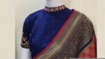 Navy blue silk hand embroidery blouse/saree maggam blue blouse/blue saree blouse/hand embroidered blouse/royalblue ready made blouse zardosi