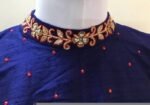 Navy blue silk hand embroidery blouse/saree maggam blue blouse/blue saree blouse/hand embroidered blouse/royalblue ready made blouse zardosi