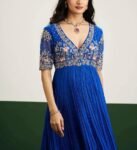 Anarkali suit usa/hand embroidery anarkali kurta/blue anarkali dress/elbow sleeves dress anarkali/Indian dresses/royal blue anarkali kurta